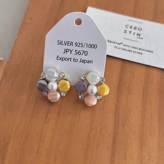 HIGH-END CRYSTAL FLOWER STUD EARRINGS