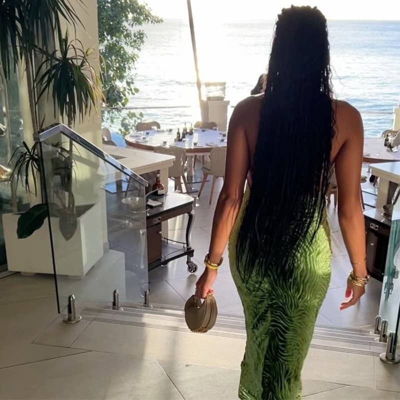 Backless V-Neck Halter Floral Bodycon Dress