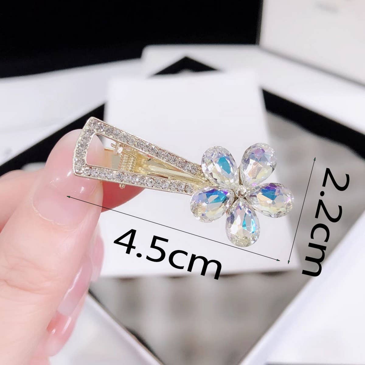 SHINY CRYSTAL FLOWER DIAMOND CLIP DUCKBILL CLIP