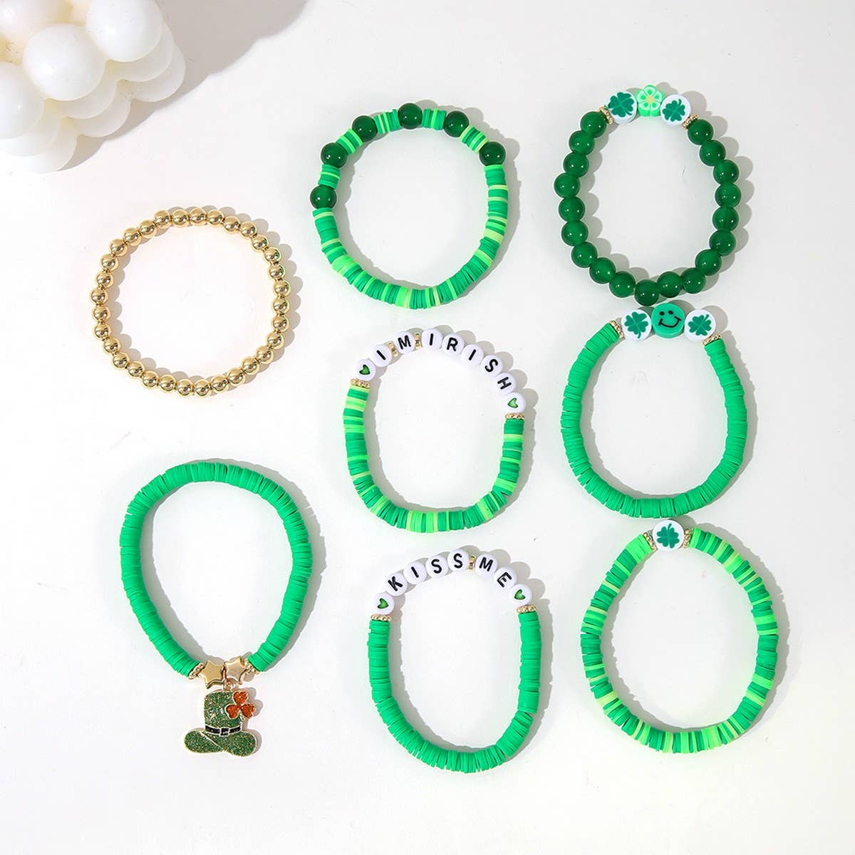 ST. PATRICK'S DAY FOUR LEAF CLOVER HAT BRACELET_CWMM3500
