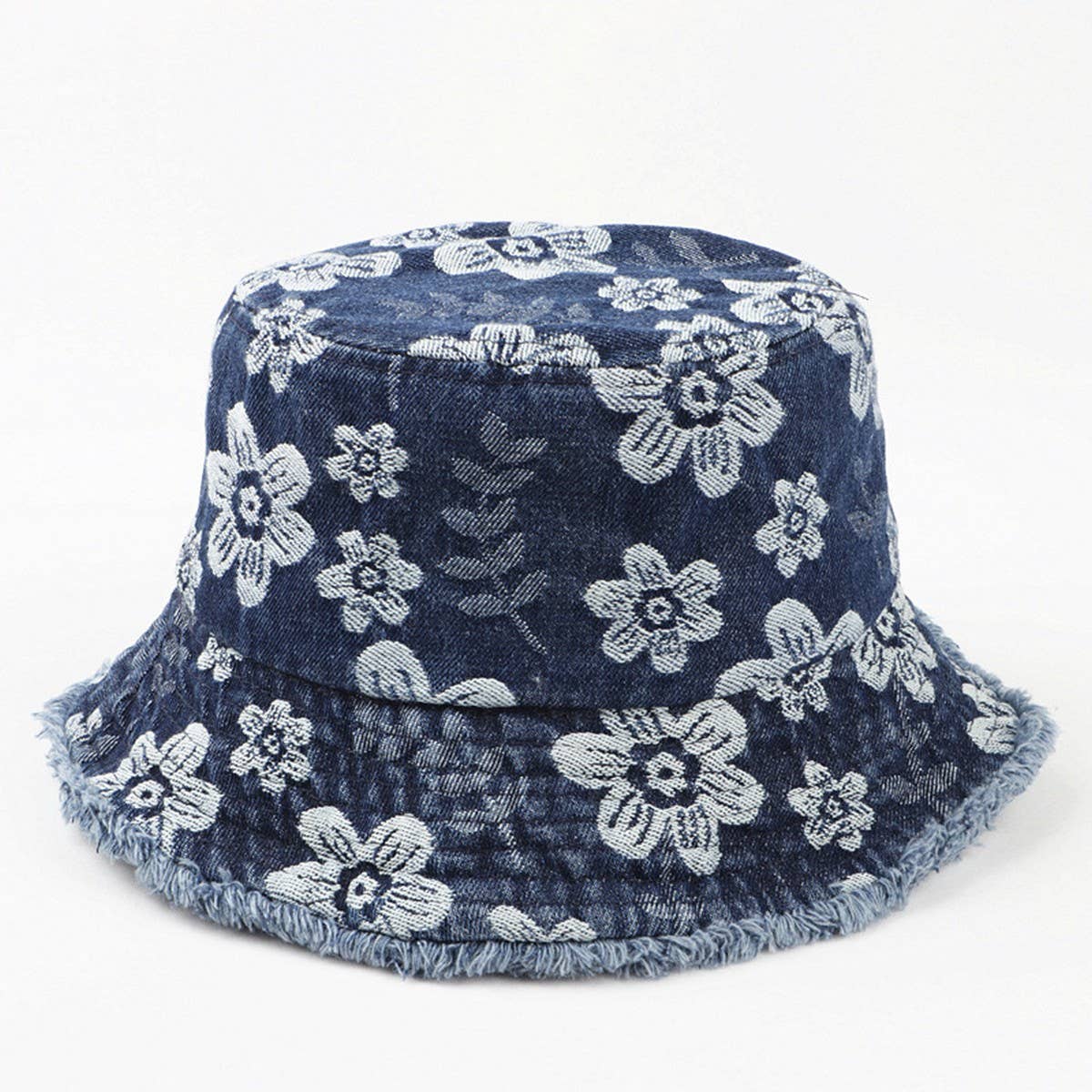 CWAH1509_VINTAGE FLORAL DESIGN DENIM  BUCKET HAT