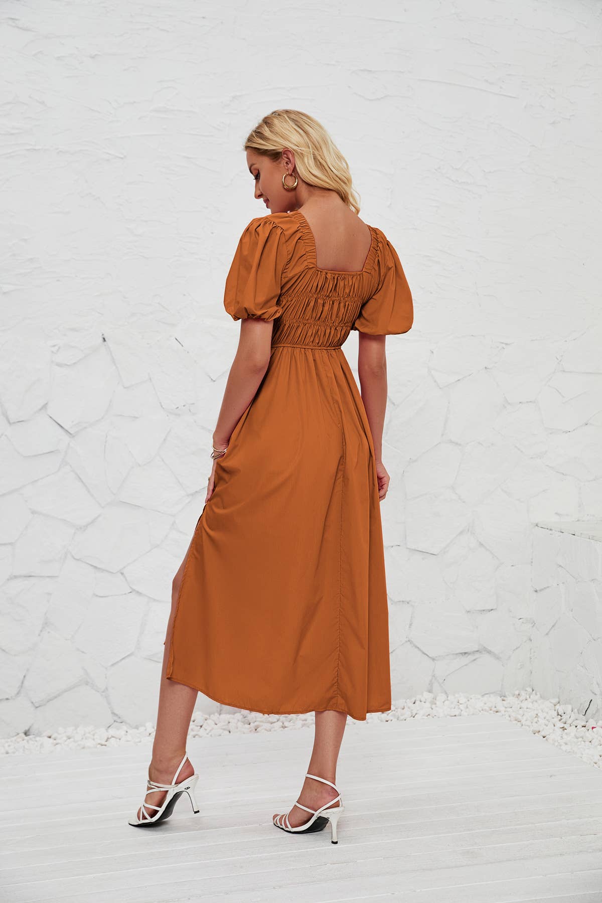 LOOSE TUNIC SKIRT V-NECK SHORT-SLEEVED DRESS