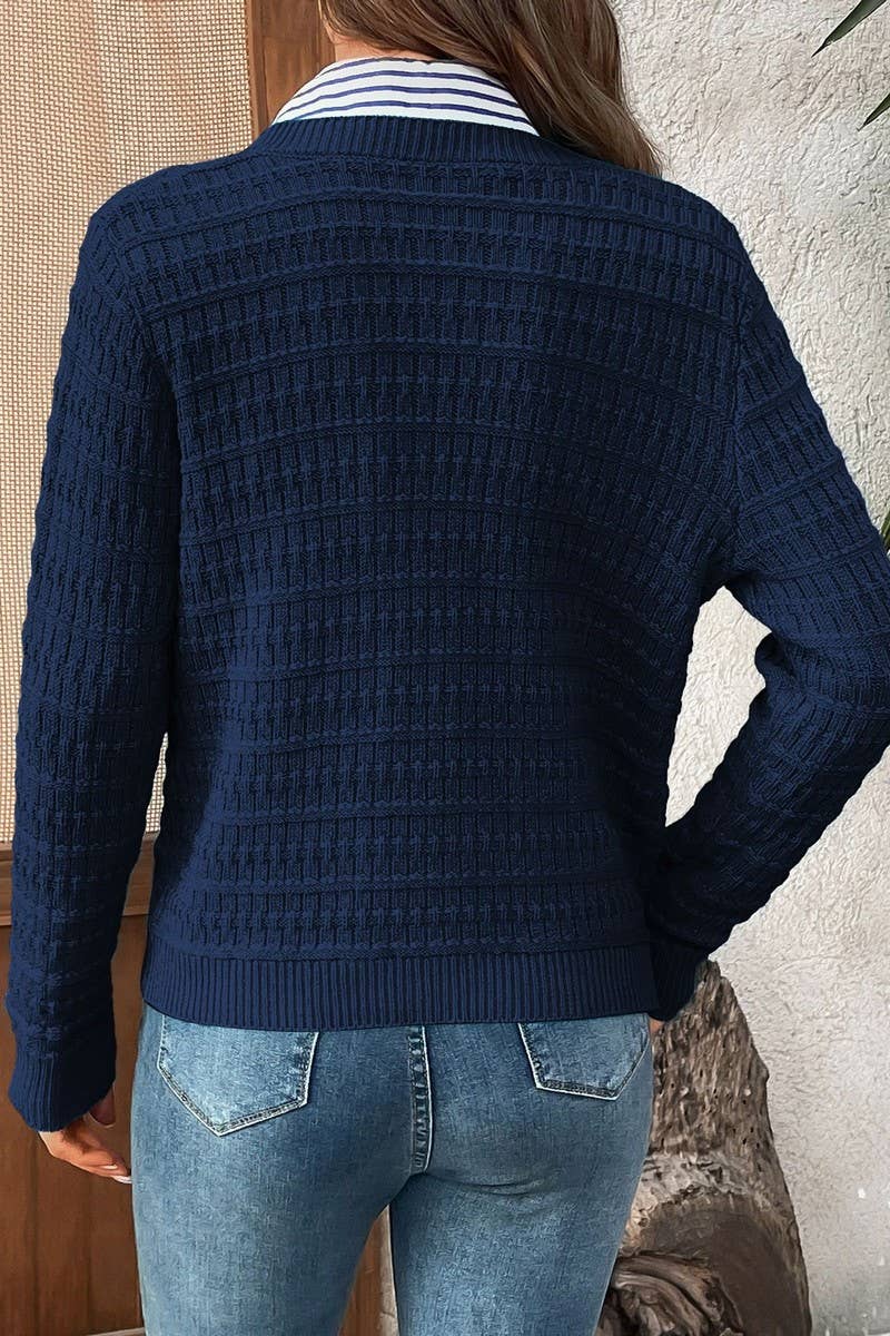 CWOCAL00612_SOLID COLOR KNIT CARDIGAN CASUAL SWEATER