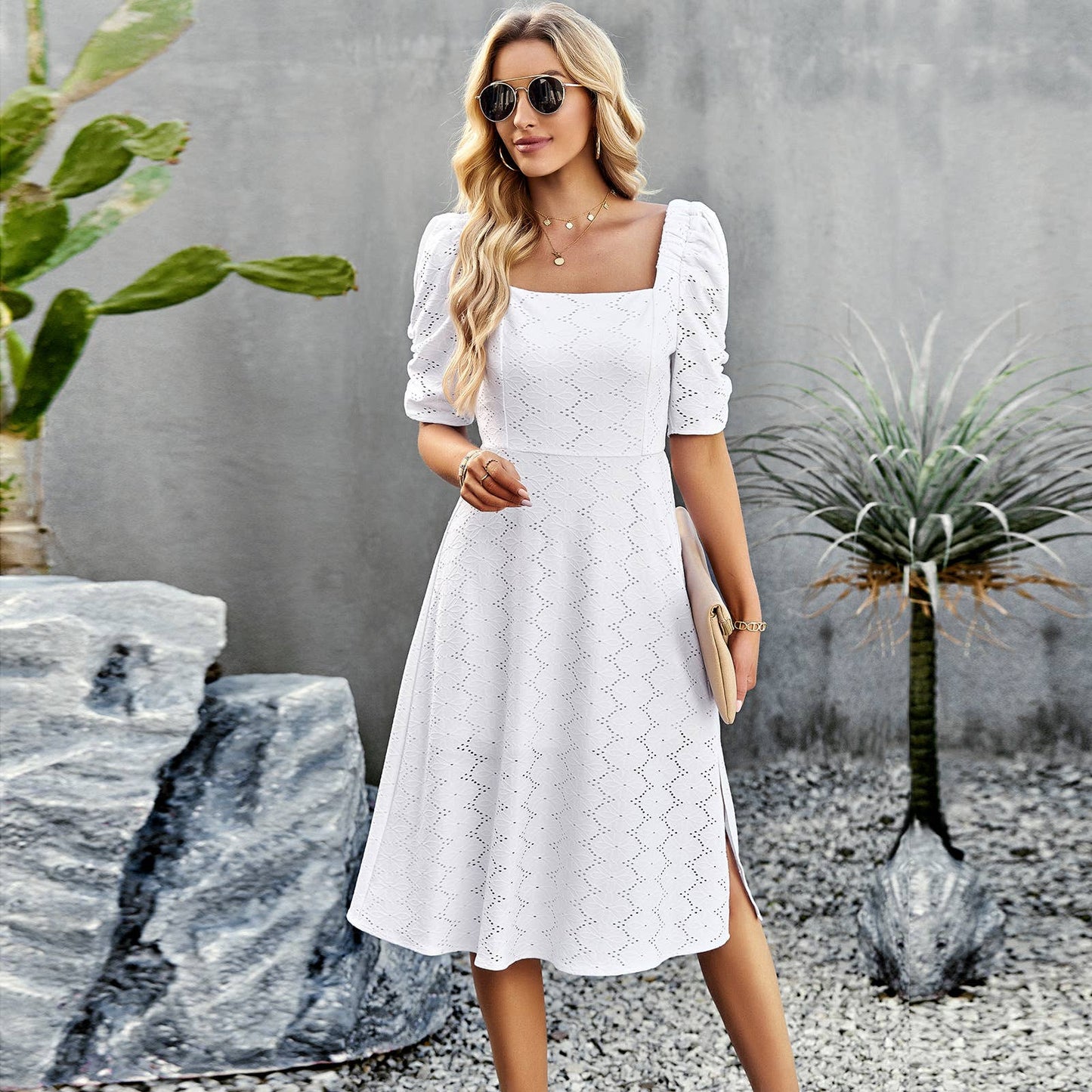 KNITTED PLEATED BREATHABLE DRESS