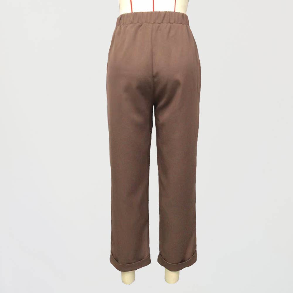 High-waisted casual loose straight-leg pants