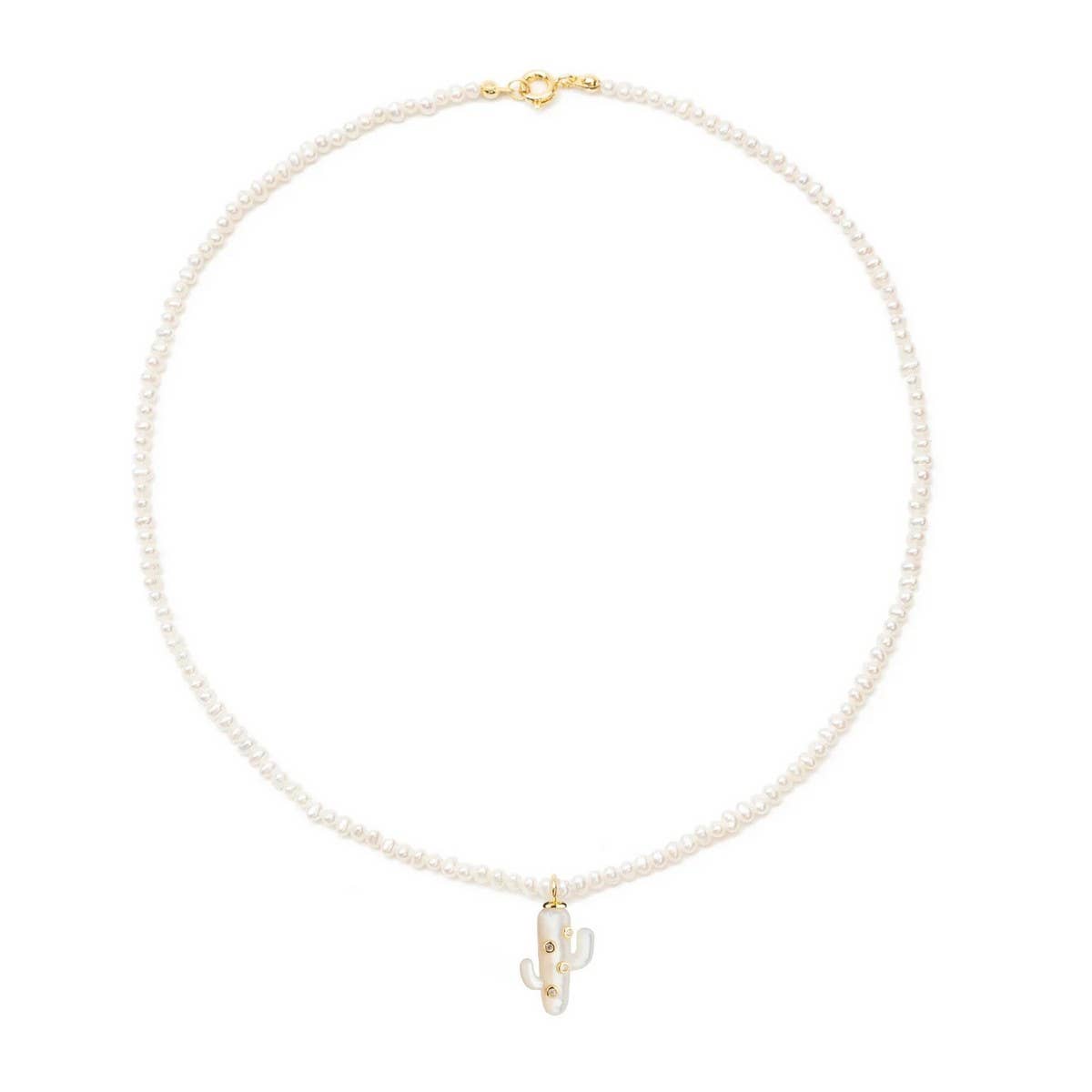 Cactus Pearl Beaded Choker ??Sweet Luxe Necklace_CWAJE4613