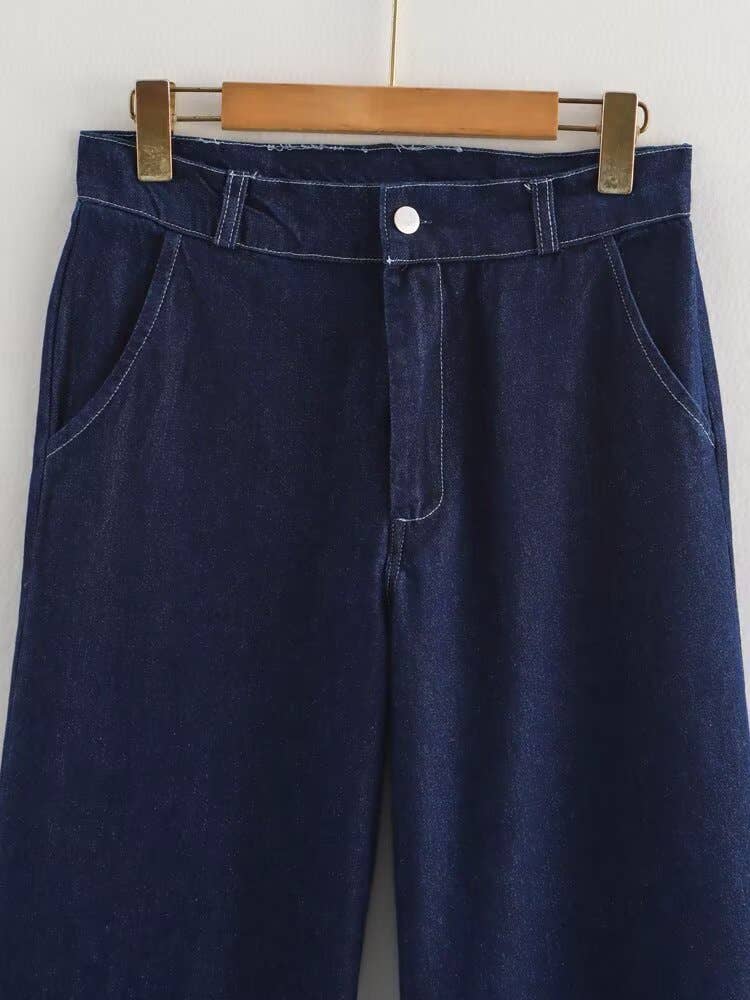 Loose belt top high-waisted trousers set