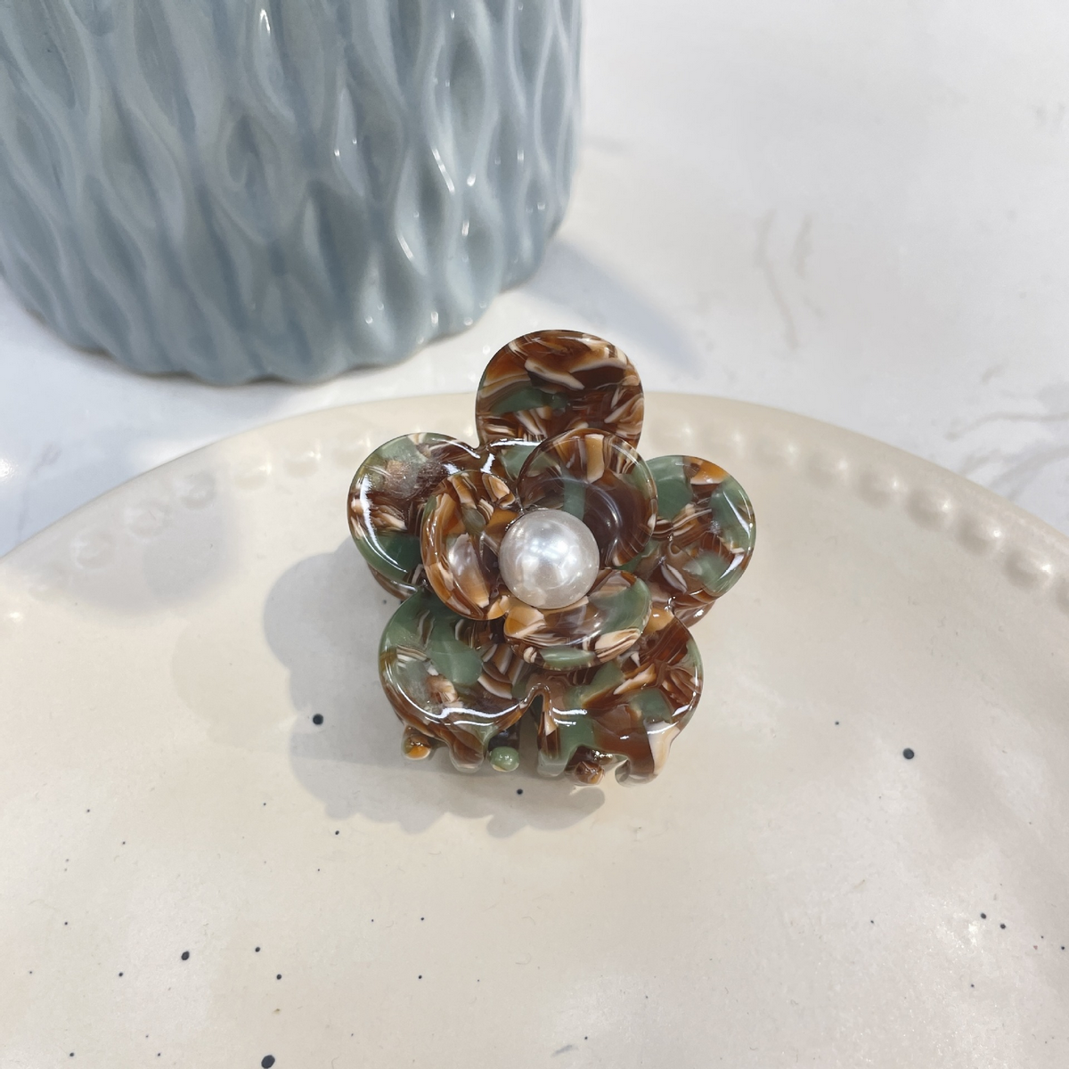 loral Pearl Hair Claw, Rhinestone Elegant Clip