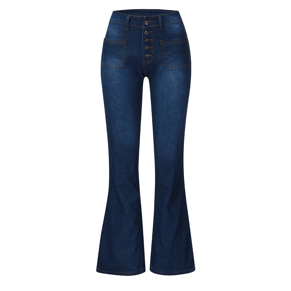Breasted flared flared high-bounce slim jeans