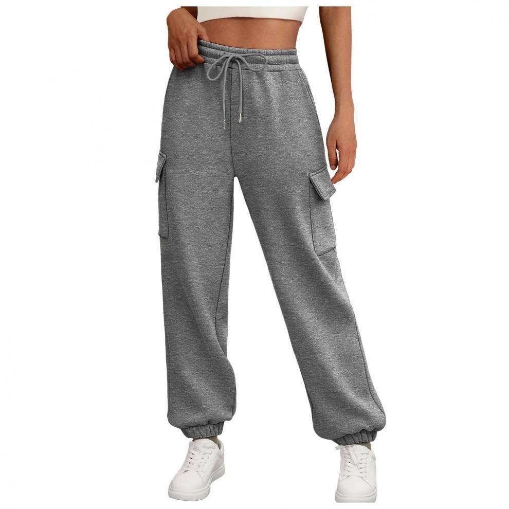 Solid-color straight-leg wide-leg sweatpants