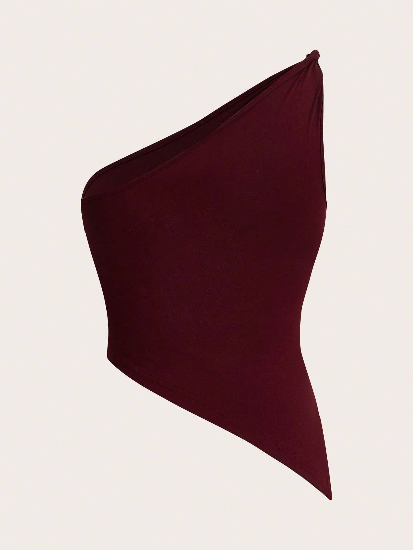 Solid-color knotted single-shoulder hem vest