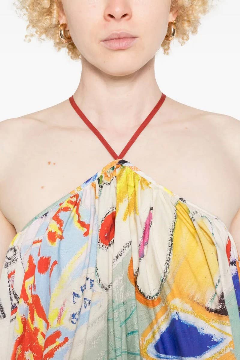 CWDMD5744_TEMPERAMENT LOOSE HALTER NECK BACKLESS DRESS