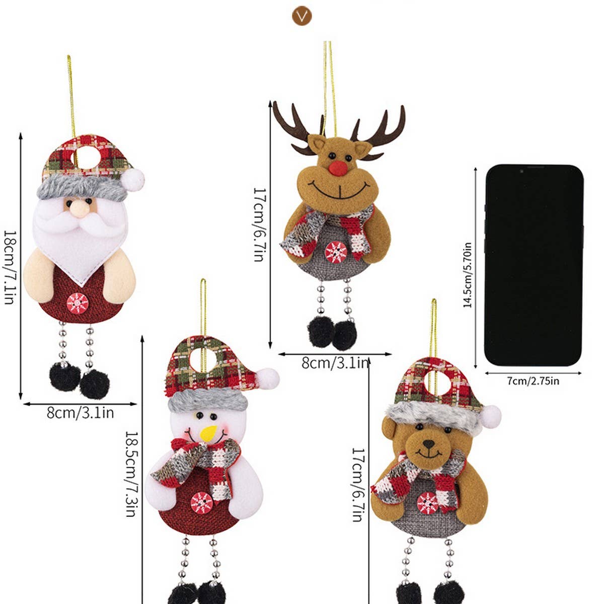 CWMM10278_CHRISTMAS ELDERLY DOLL FABRIC HANGING ORNAMENT
