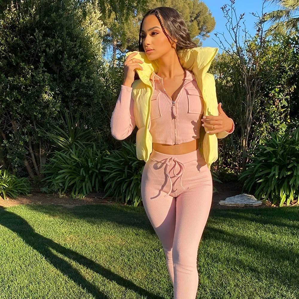 VELVET ZIPPER VEST WARM PADDED STREET COAT