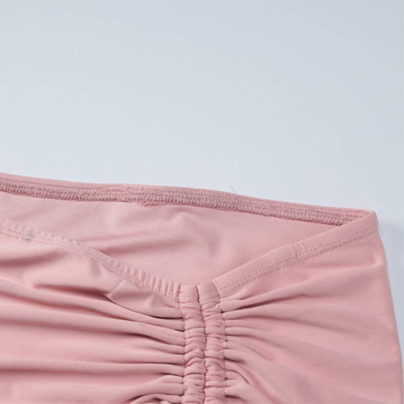 One Shoulder Crop Top and Ruched Skirt Set