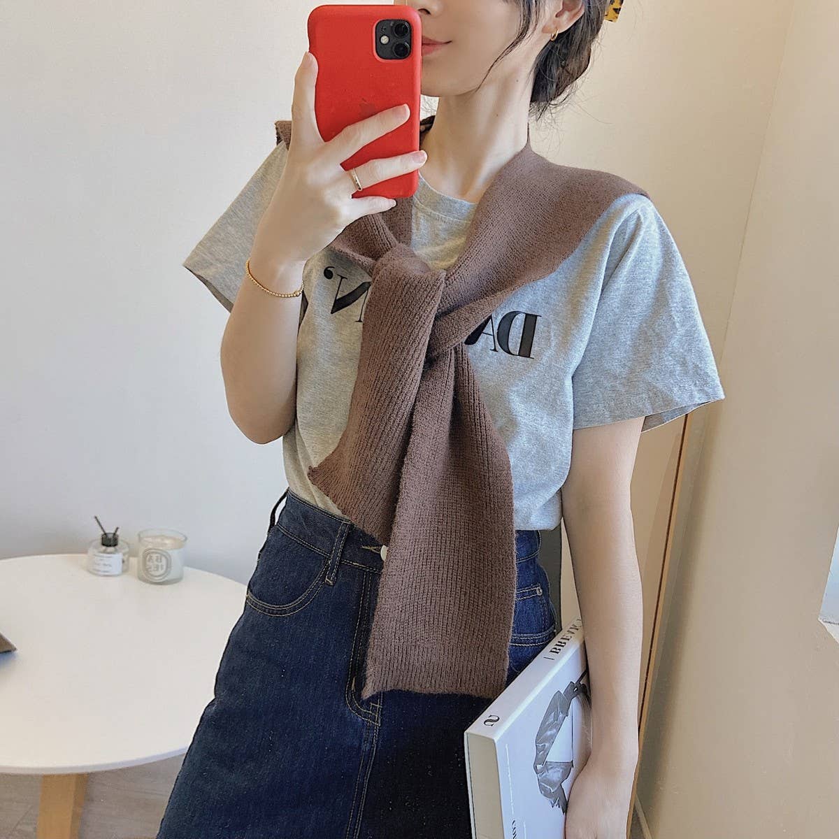 CWASC03127_STRIPED KNIT PONCHO SHAWL FOR WOMEN