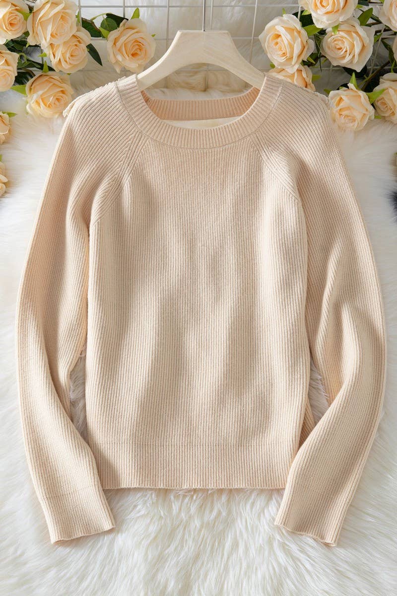 CWOSWL07420_SEXY LACE BACK KNIT LONG SLEEVE SWEATER