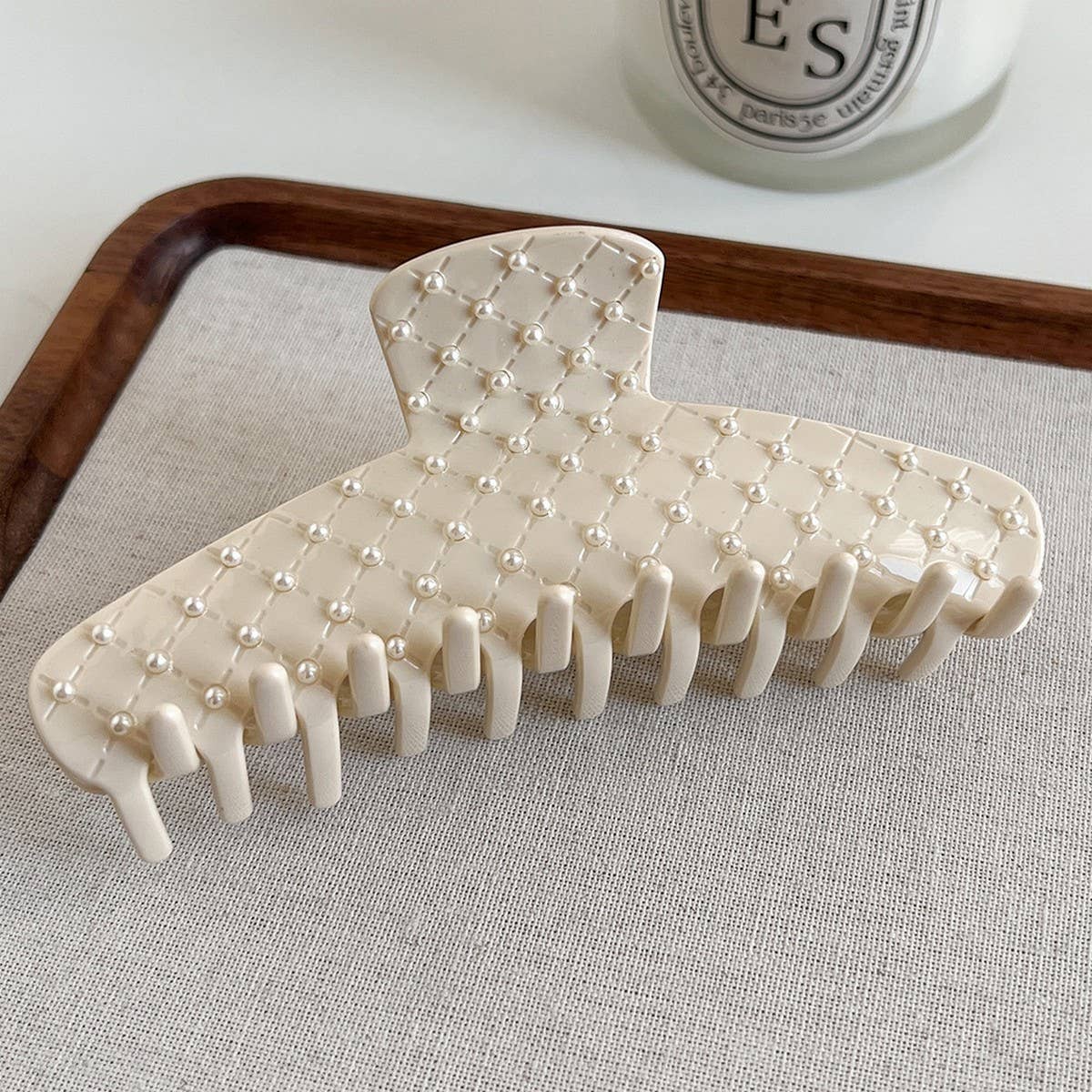 Cream Pearl Hair Claw, Elegant Chic Back Clip