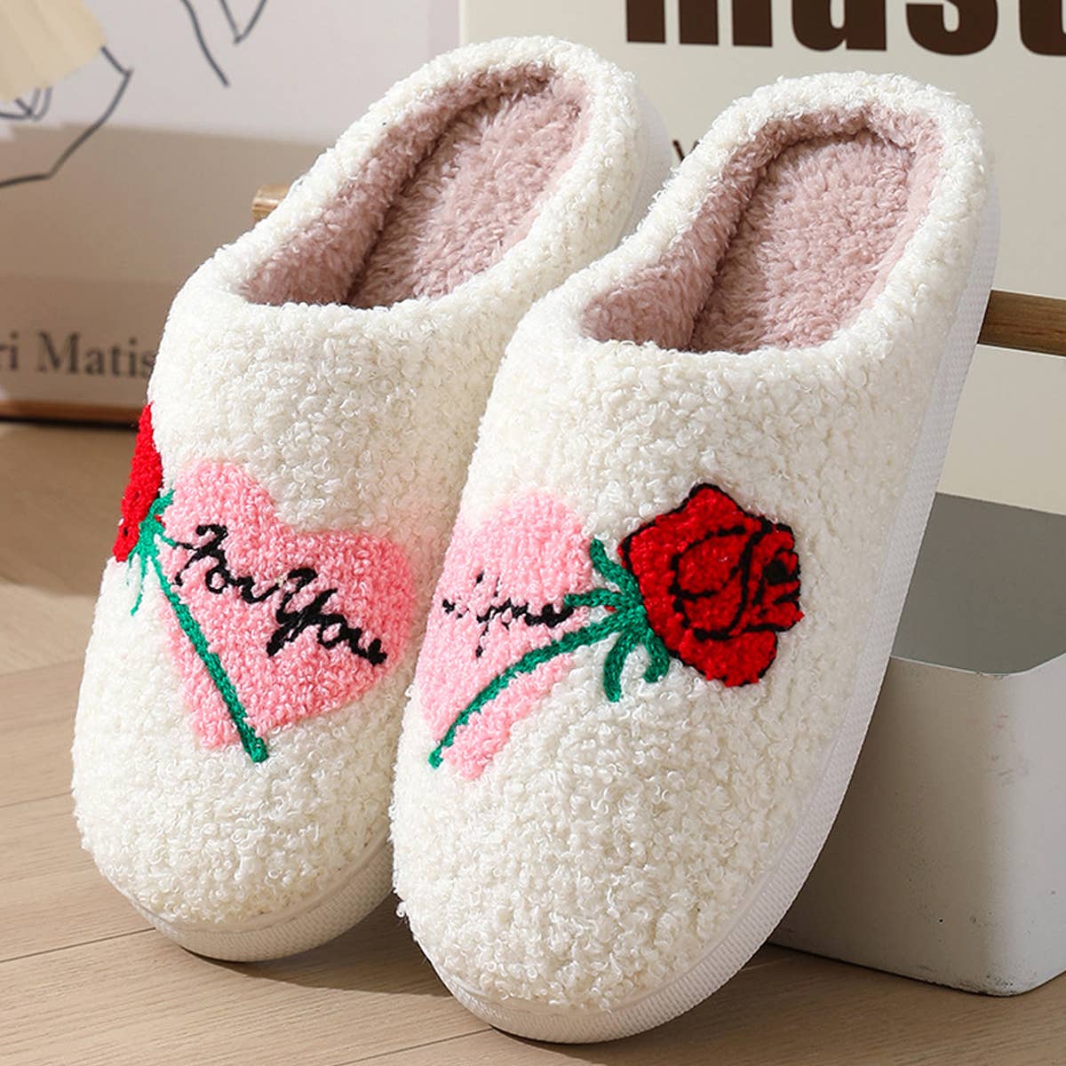 VALENTINE'S DAY SMILEY LOVE COTTON SLIPPERS