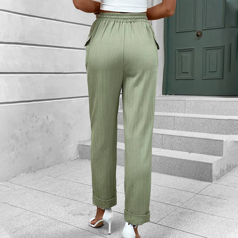 PLEATED CASUAL POCKET ELASTICATED PANTS