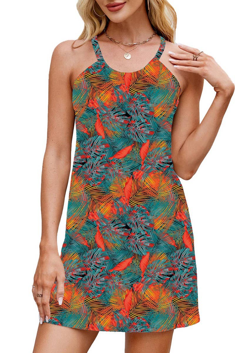 CWDSD7311_CASUAL PRINTED SLEEVELESS TANK TOP DRESS