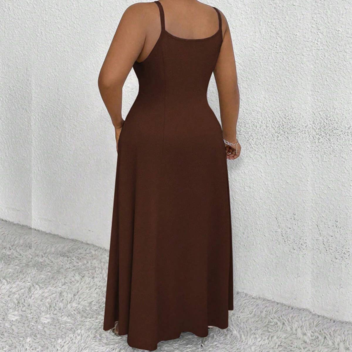 Chic Plus Size Sleeveless Waist-Tied Long Dress