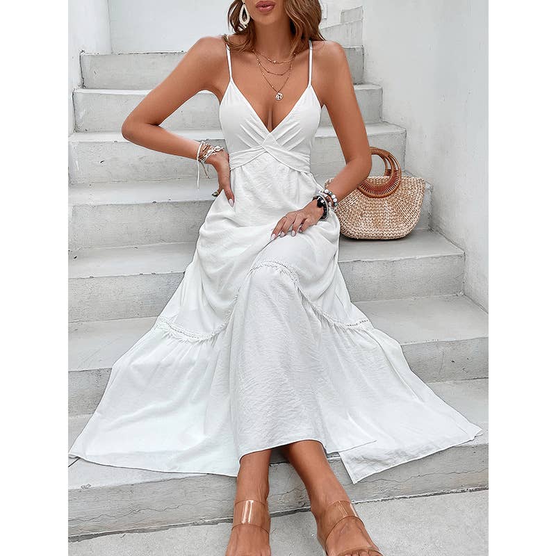 Holiday chic loose slimming halter sexy dress