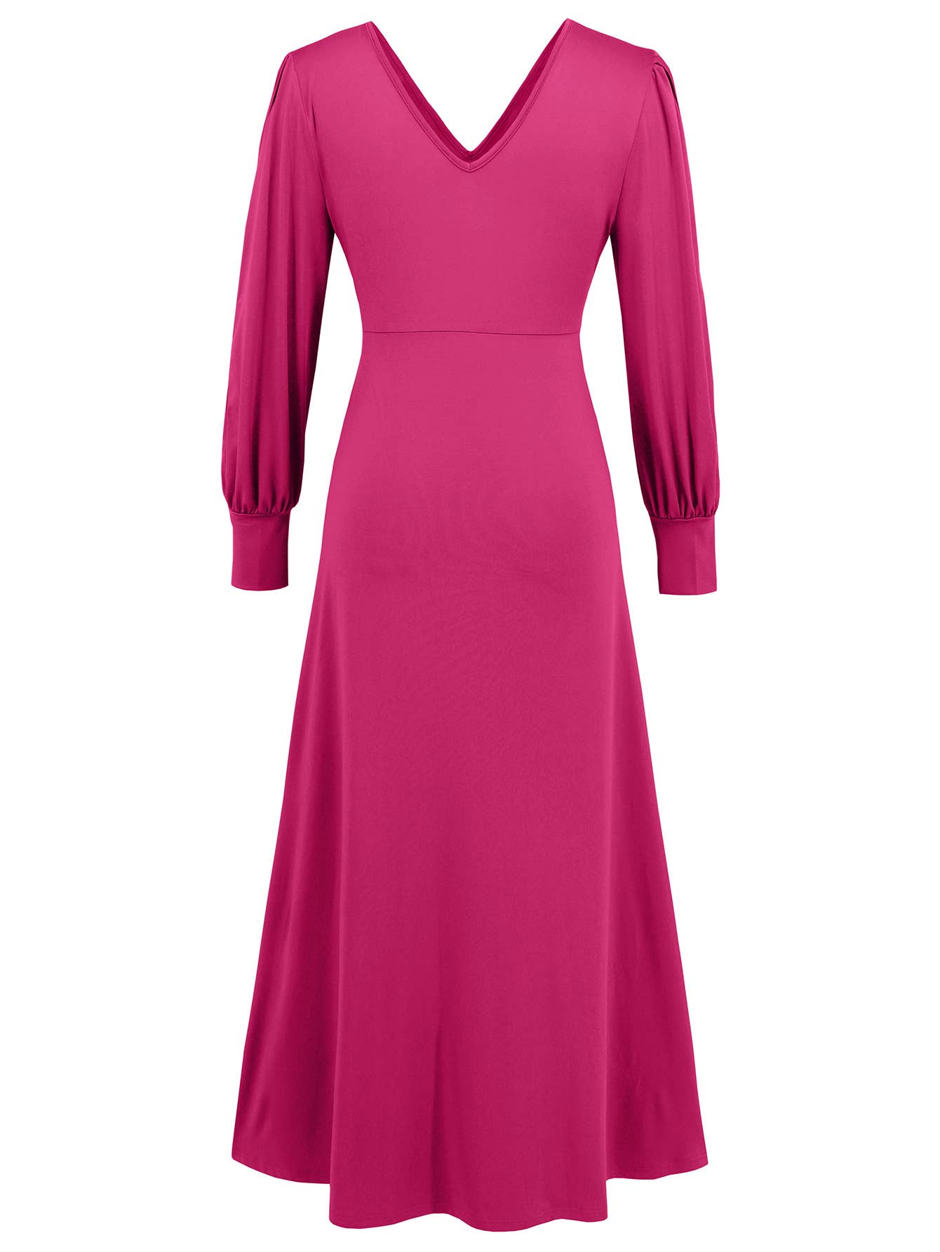 Elegant French Style Long Sleeve Slit Midi Dress