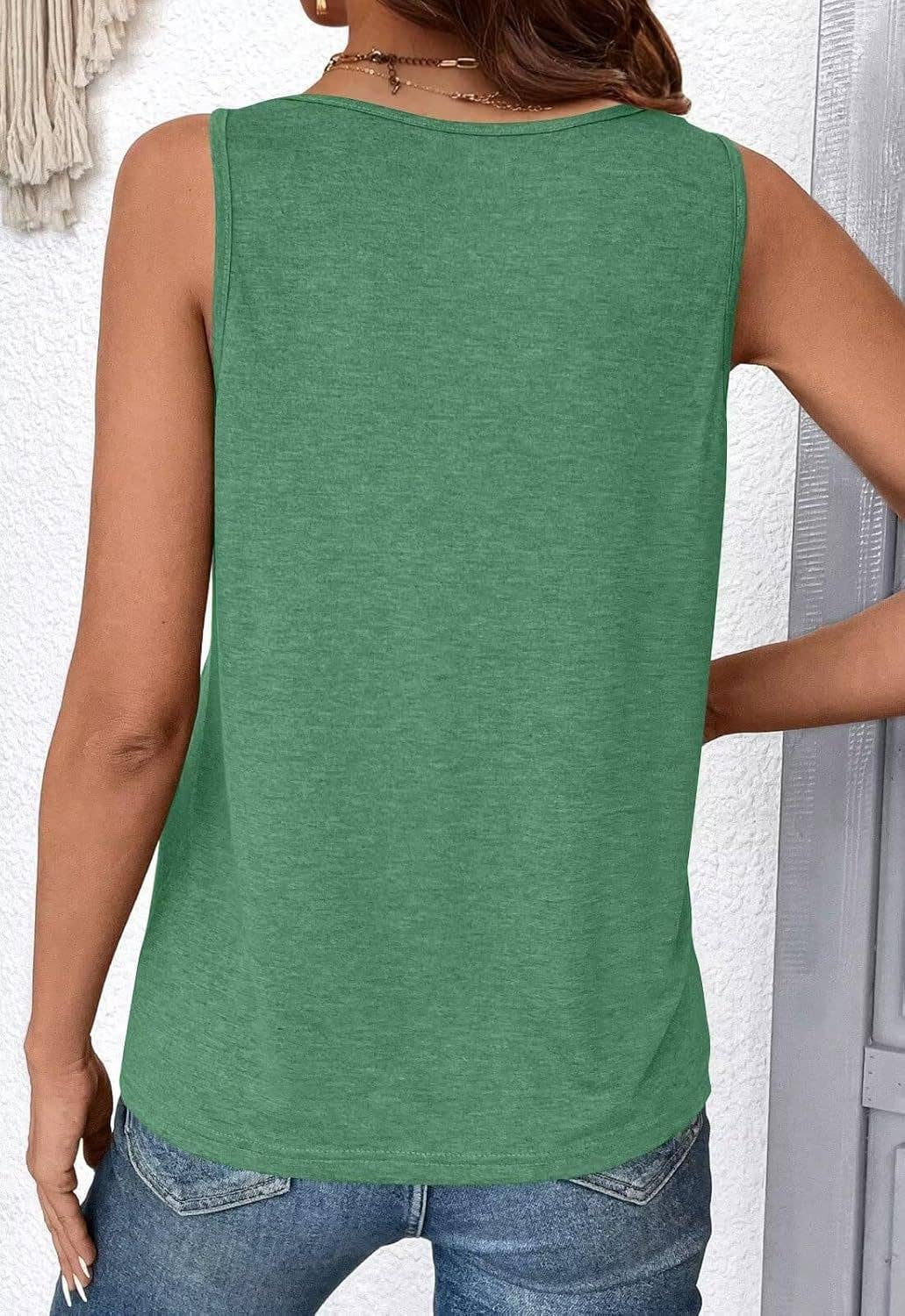 Solid color V-neck sleeveless casual loose vest