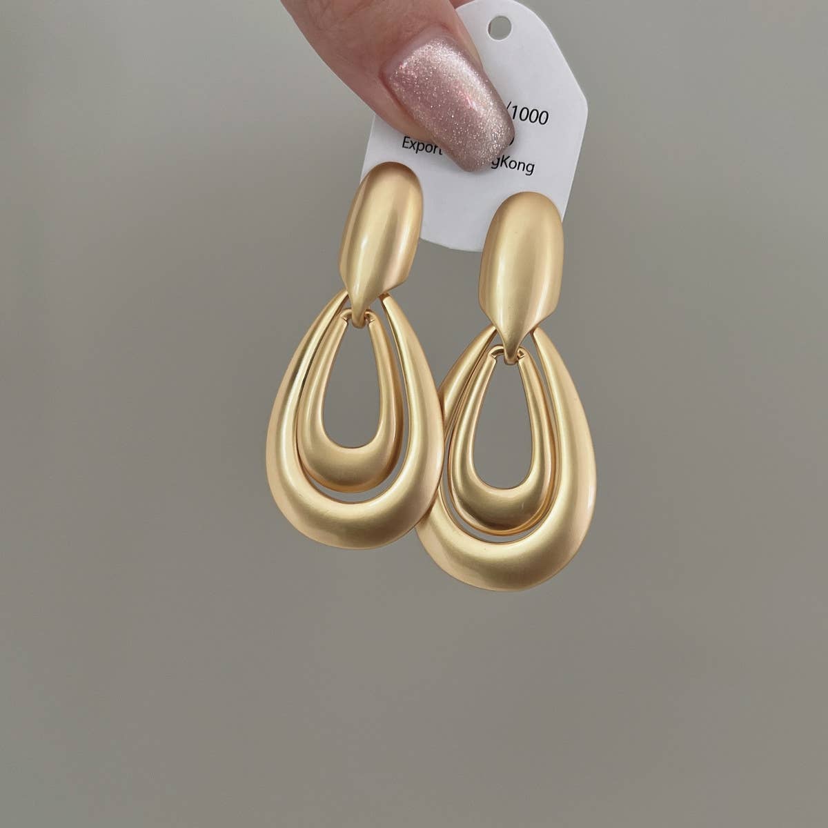 DOUBLE RING WATER DROP EARRINGS