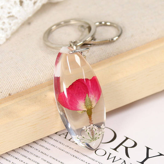 NEW DRIED FLOWER SPECIMEN CAR KEYCHAIN PENDANT