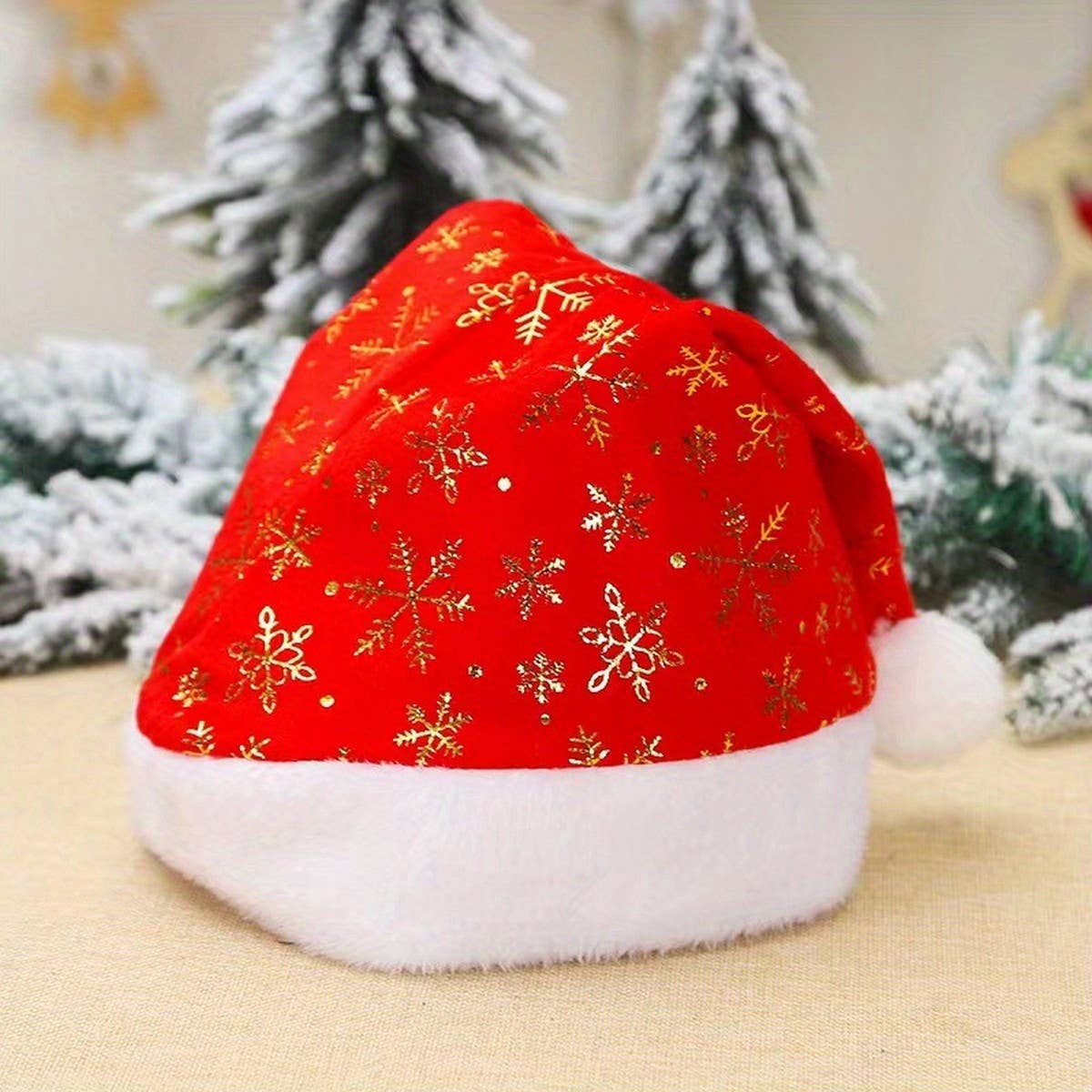 CWAH4081_CHRISTMAS GOLD AND SILVER SNOWFLAKE SANTA HAT