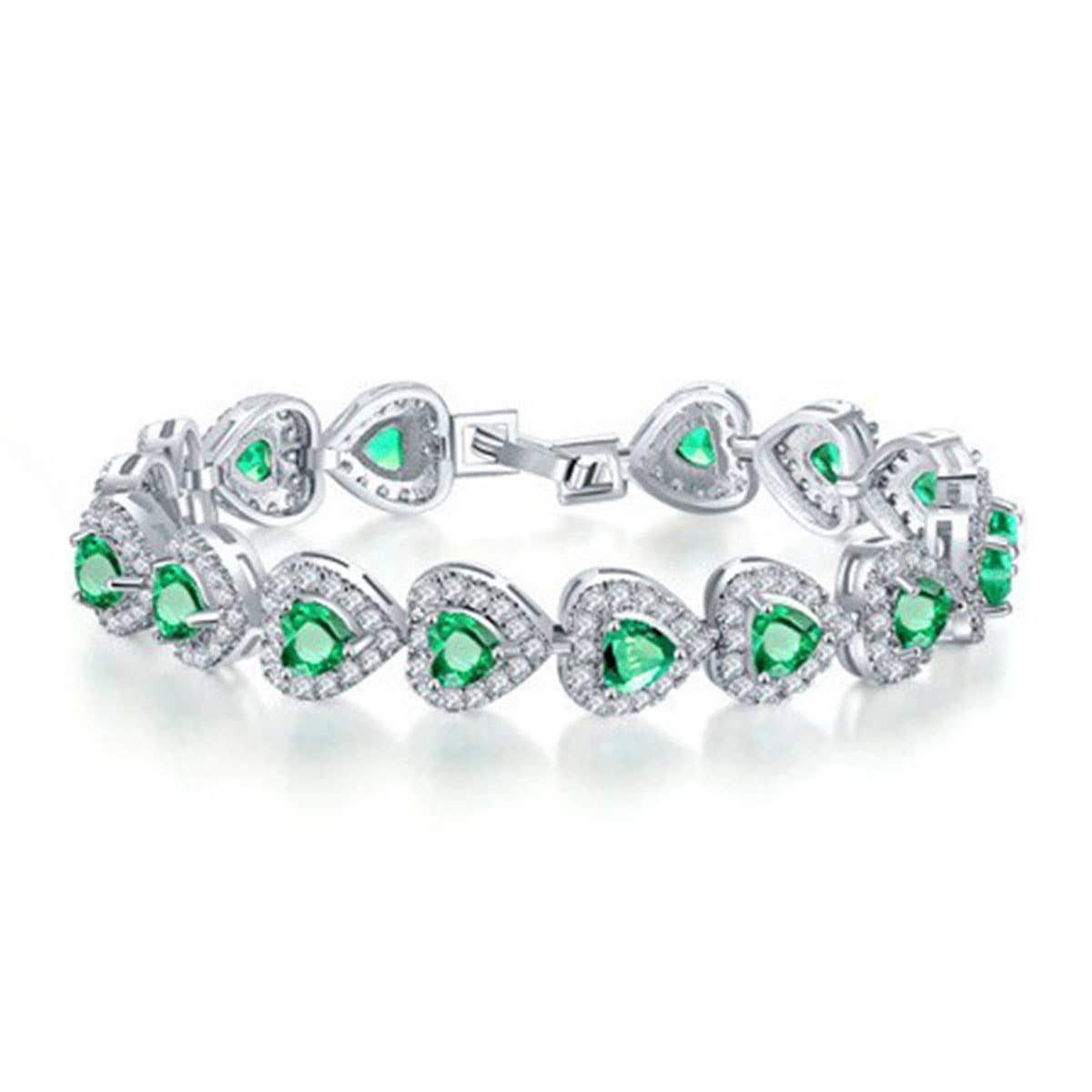 Luxurious heart-shaped zircon bracelet