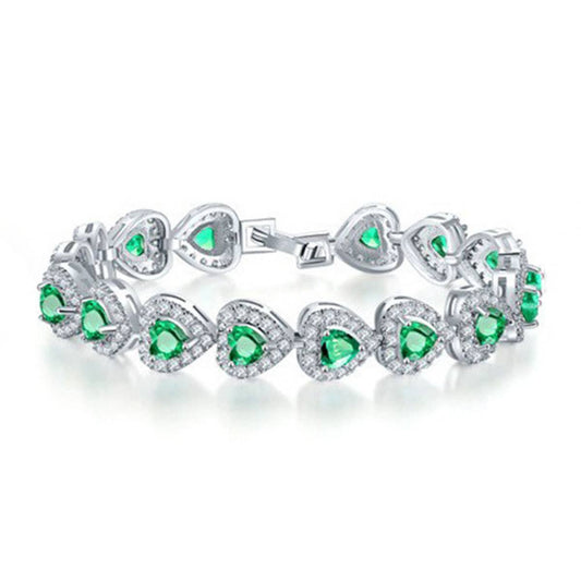Luxurious heart-shaped zircon bracelet