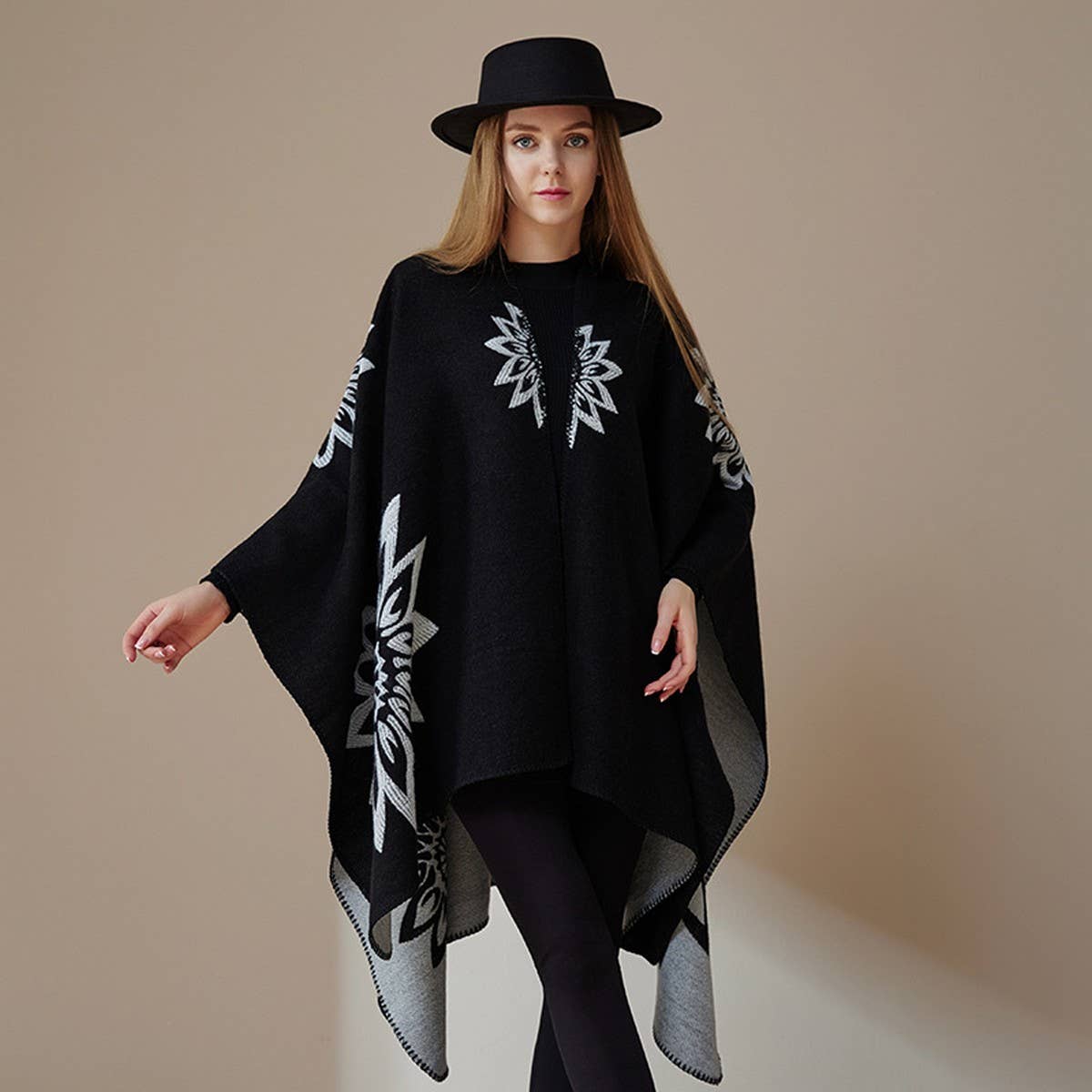WARM SHAWL KNITTED DOUBLE-SIDED THICKENED CAPE