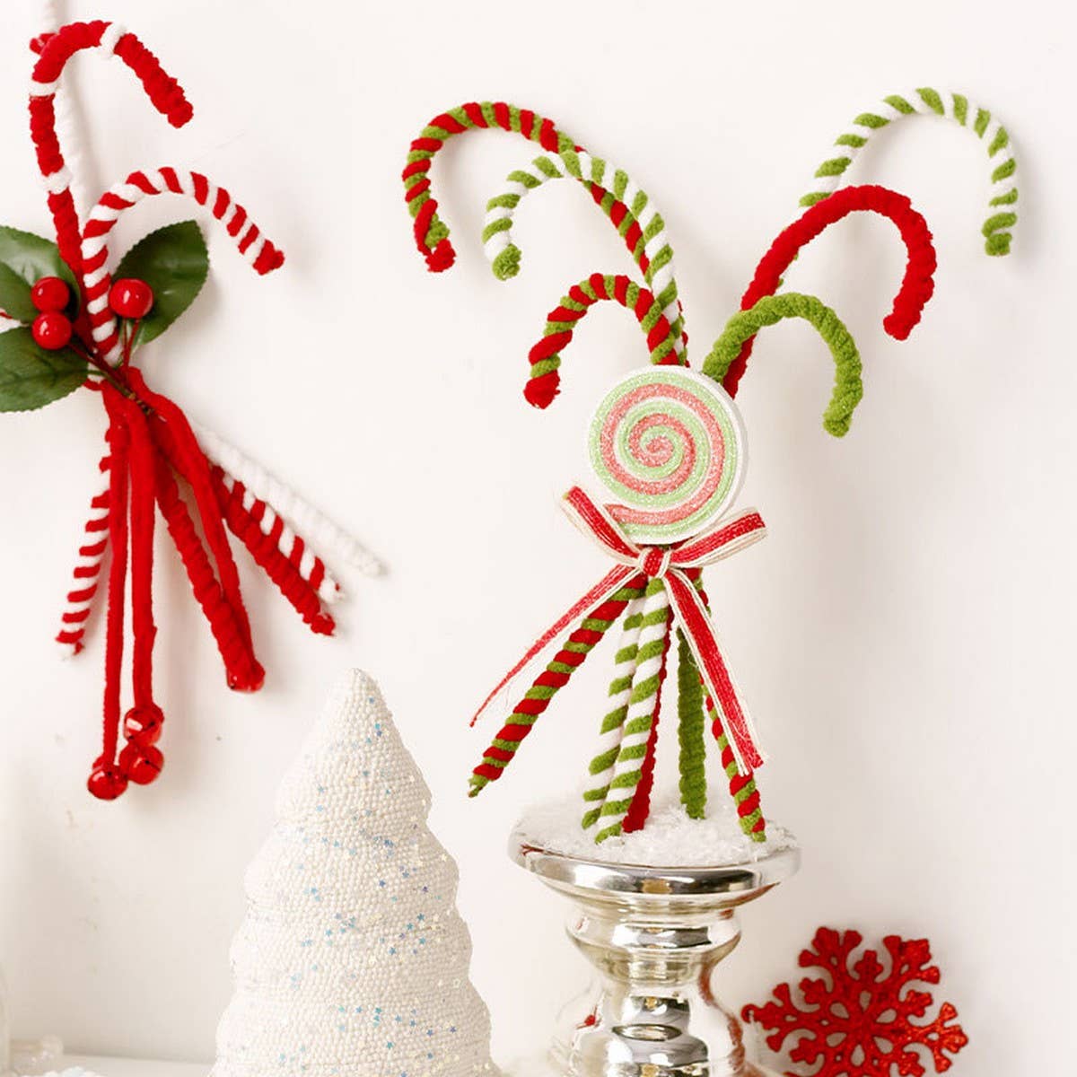 Christmas Candy Cane Bell Bouquet Ornament_CWAJE5290