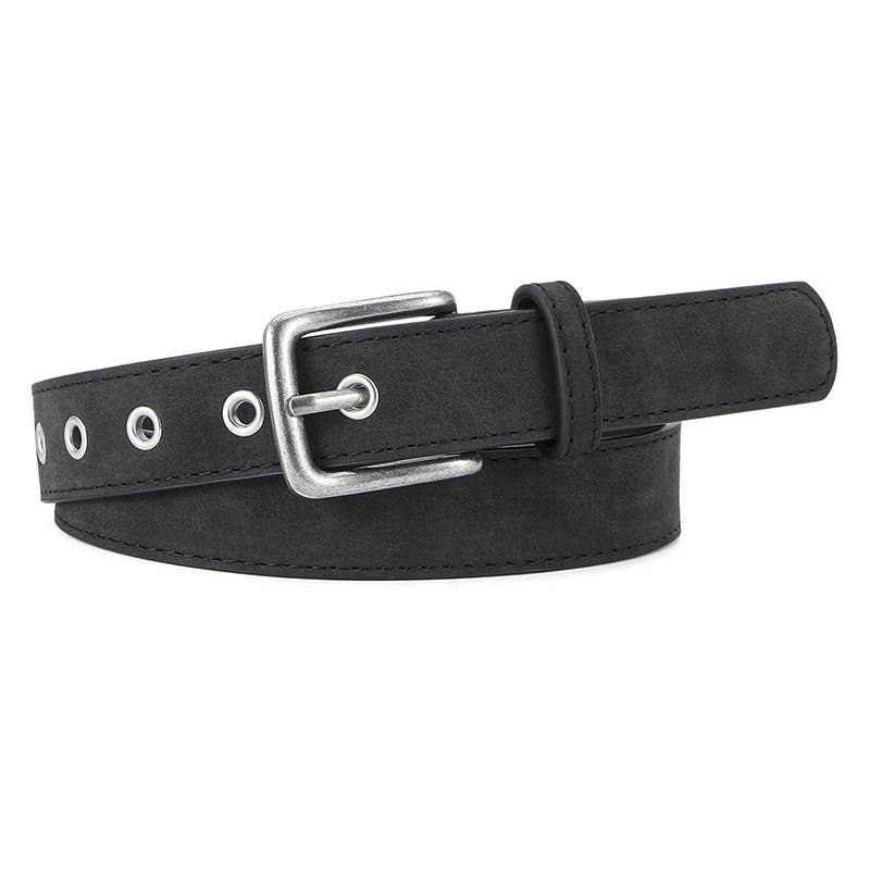 FROSTED TEXTURED PIN BUCKLE PU BELT