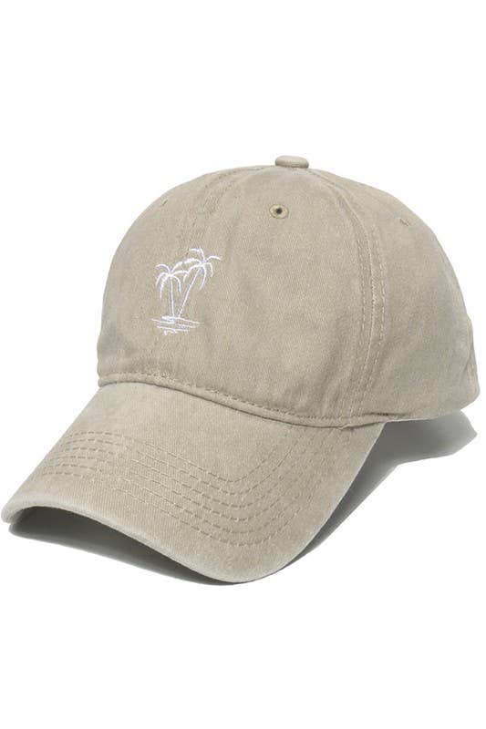 Soft Top Baseball Cap, Coconut Tree Design CWAH0017