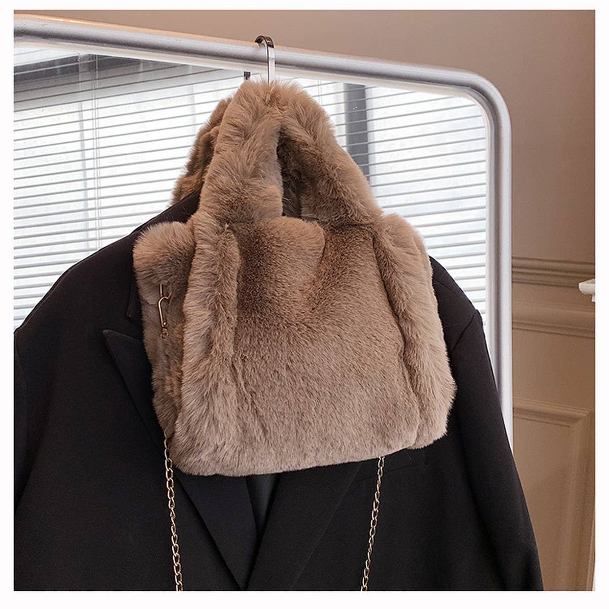 Plush Fur Handbag Women Crossbody Tote_CUAB00593