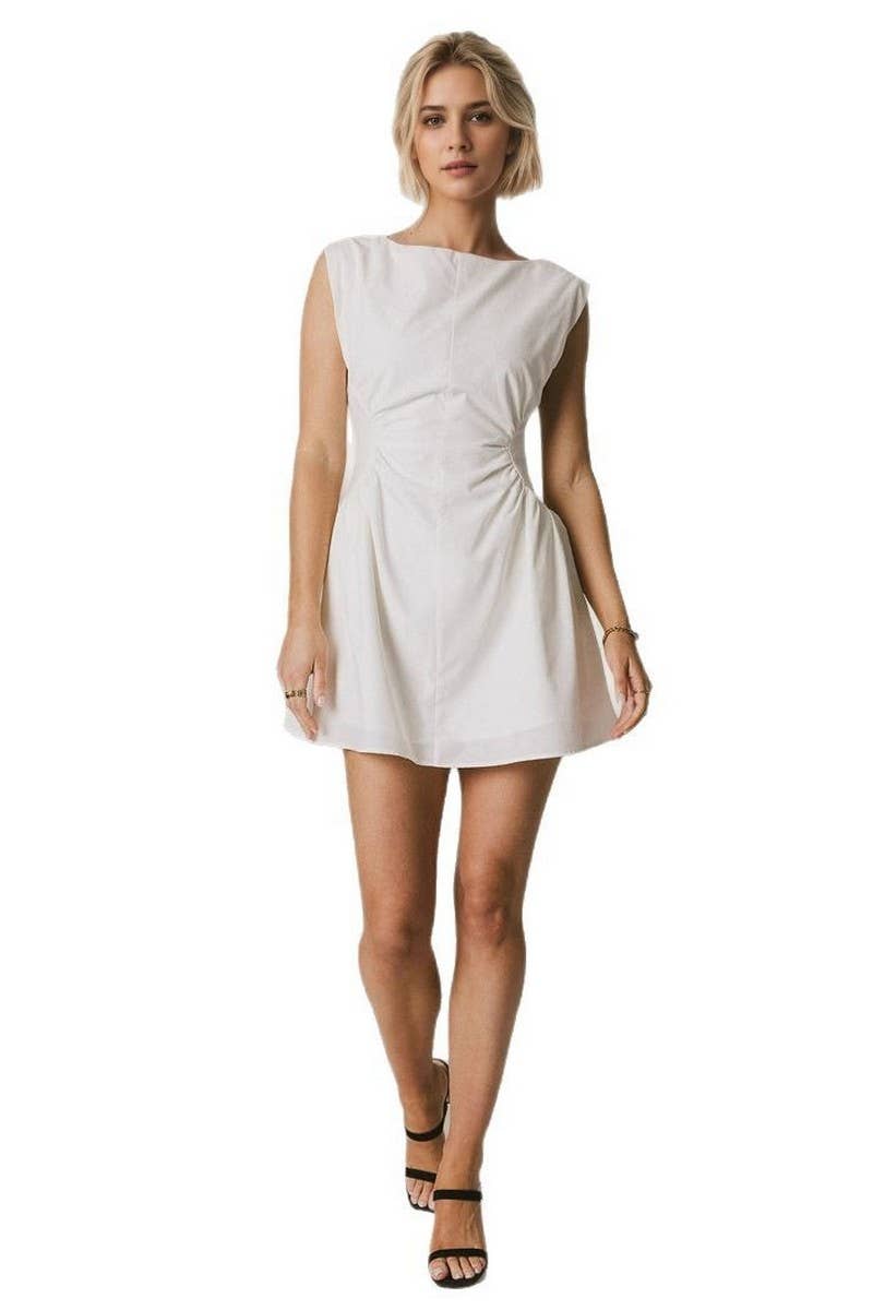 CWDSD8889_SOLID OFF SHOULDER VERSATILE DRESS