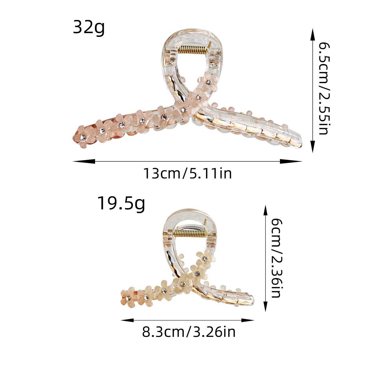 Elegant Glass Flower Hair Claw Simple Shark Clip_CWAHA1579