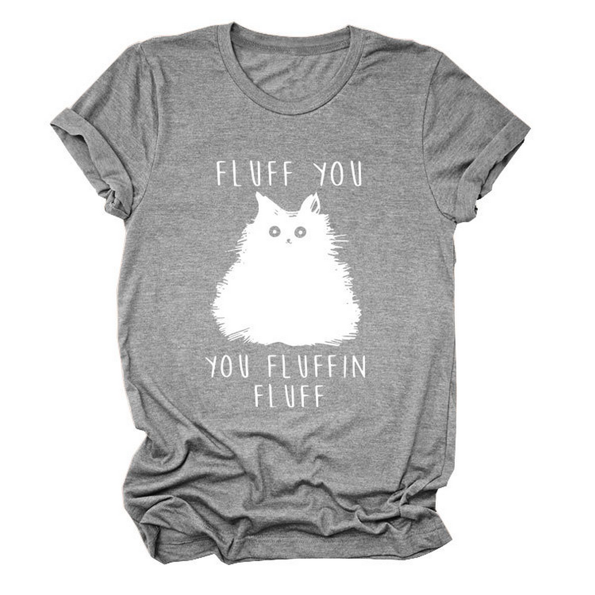 Women??¢s Graphic Tee ??Fluff You Cat Print_CWTTSL0510