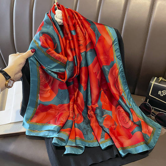 Fall Scarf - Fashionable Petal Print Long Shawl_CWASC0521