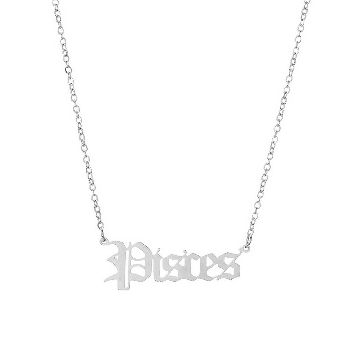 STAINLESS STEEL ZODIAC PENDANT CLAVICLE NECKLACE_CWMM2719