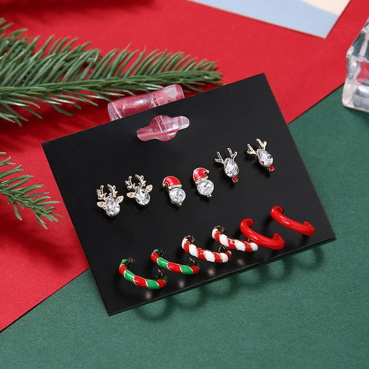 CHRISTMAS EARRING COMBINATION CARTOON EARRING SET