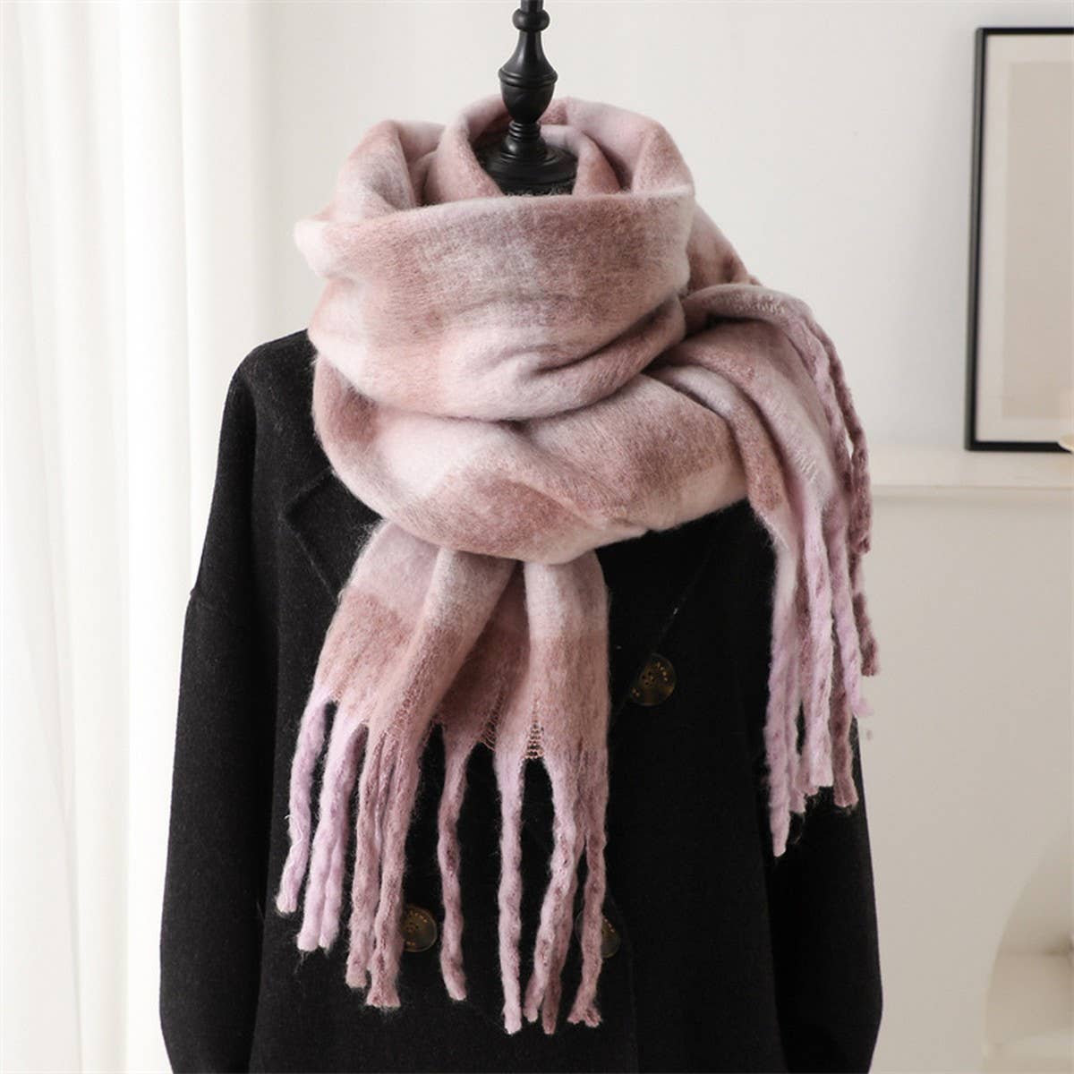 Plaid Winter Scarf Shawl - Thick Soft Unisex Wrap_CWASC0964