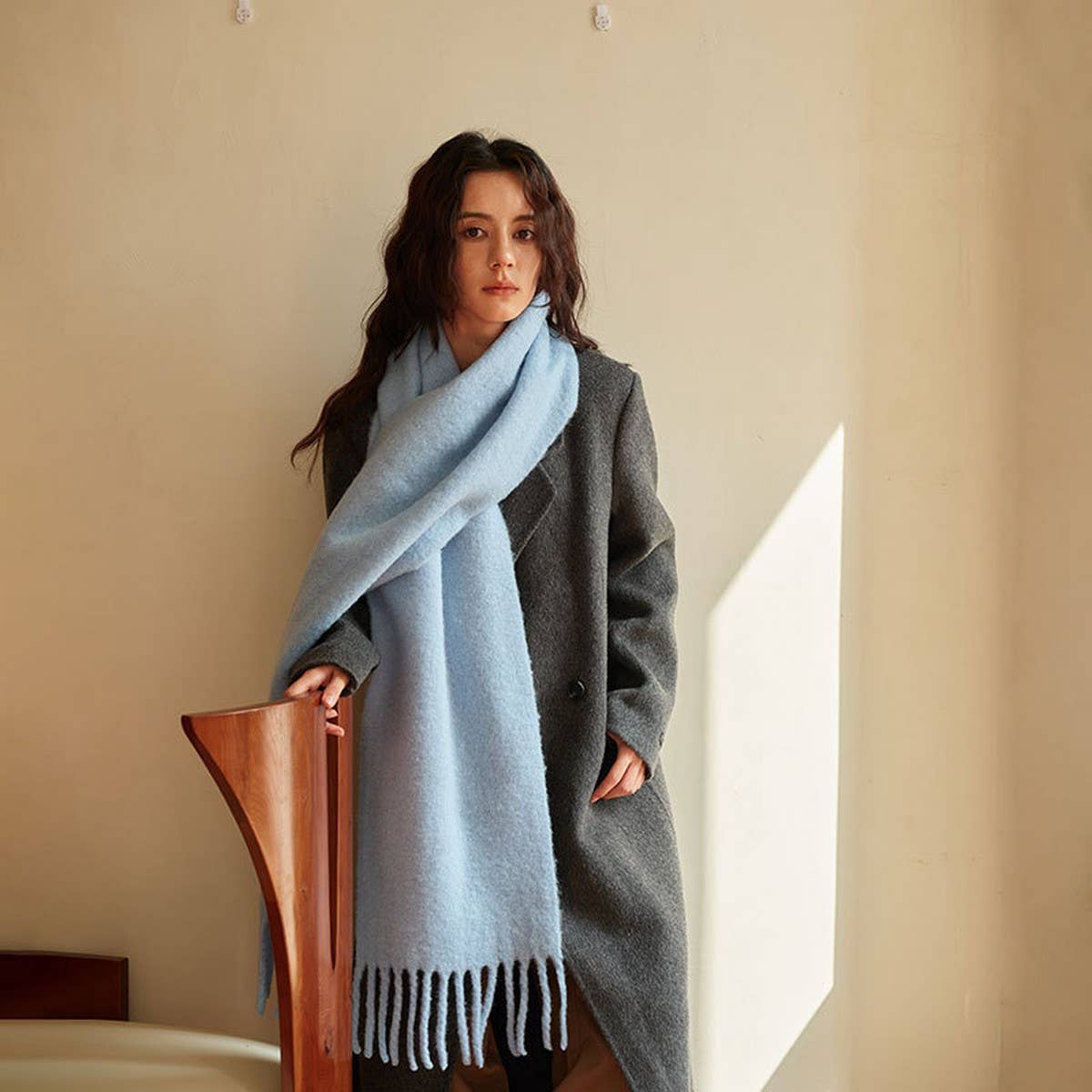 Red Wool Blend Scarf for Winter ??Soft & Warm_CWASC2282