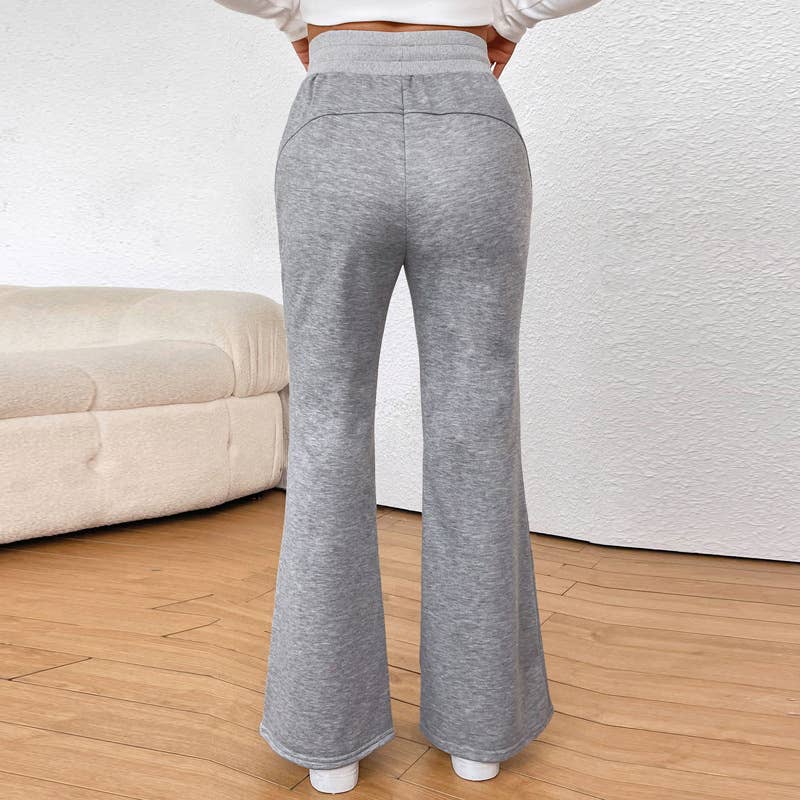 SWEATPANTS FLARES CASUAL DRAWSTRING KNIT PANTS