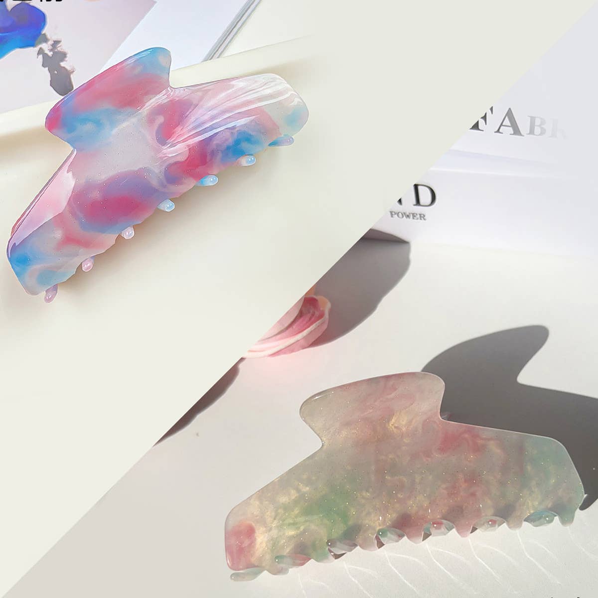 Sweet elegant color-changing acrylic shark clip