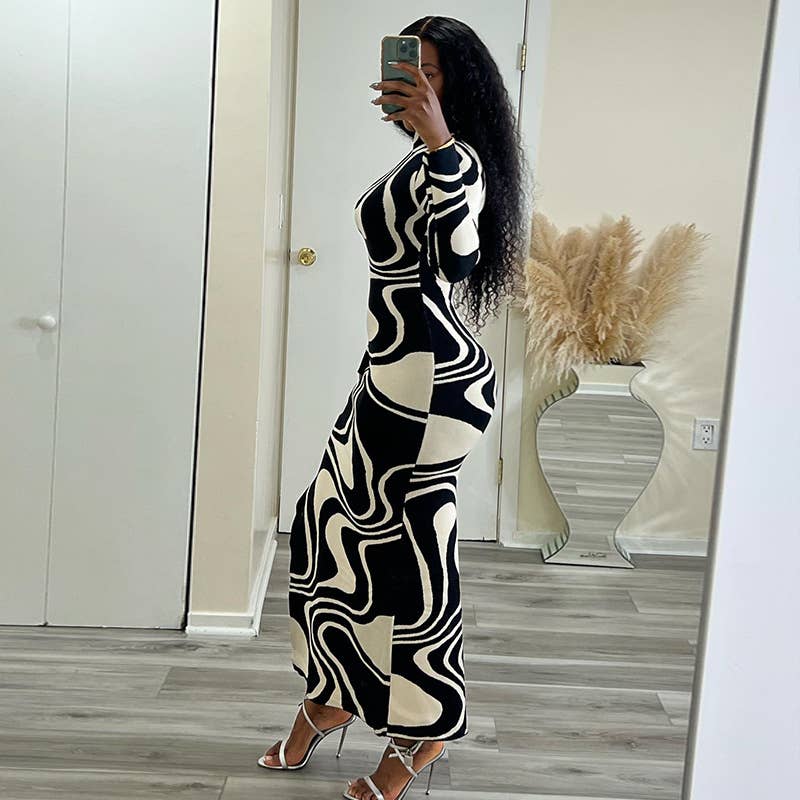 DRESS WITH HALF HIGH NECK AND LONG SLEEVES